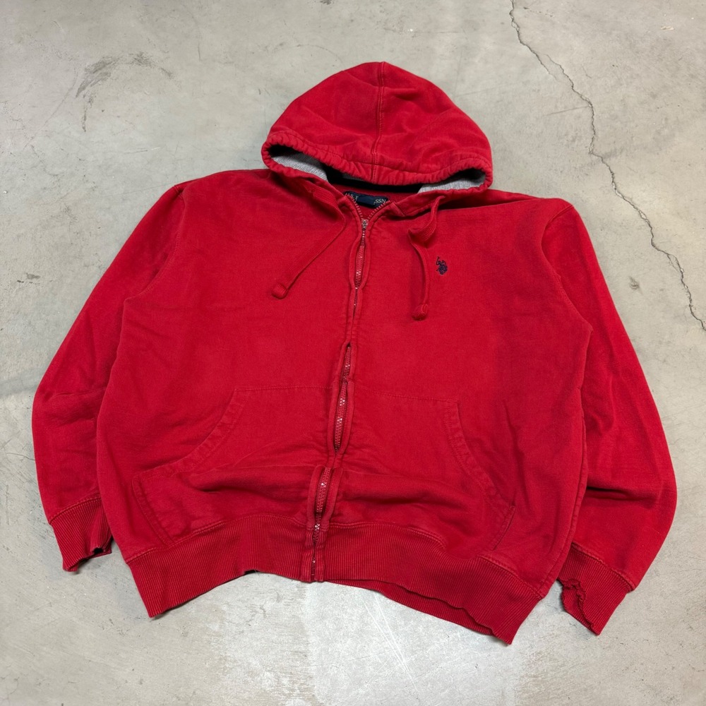 Vintage y2k Red Polo Zip‎ Up Hoodie